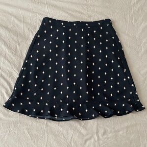LOFT Navy A-Line Skirt with Pink Pattern